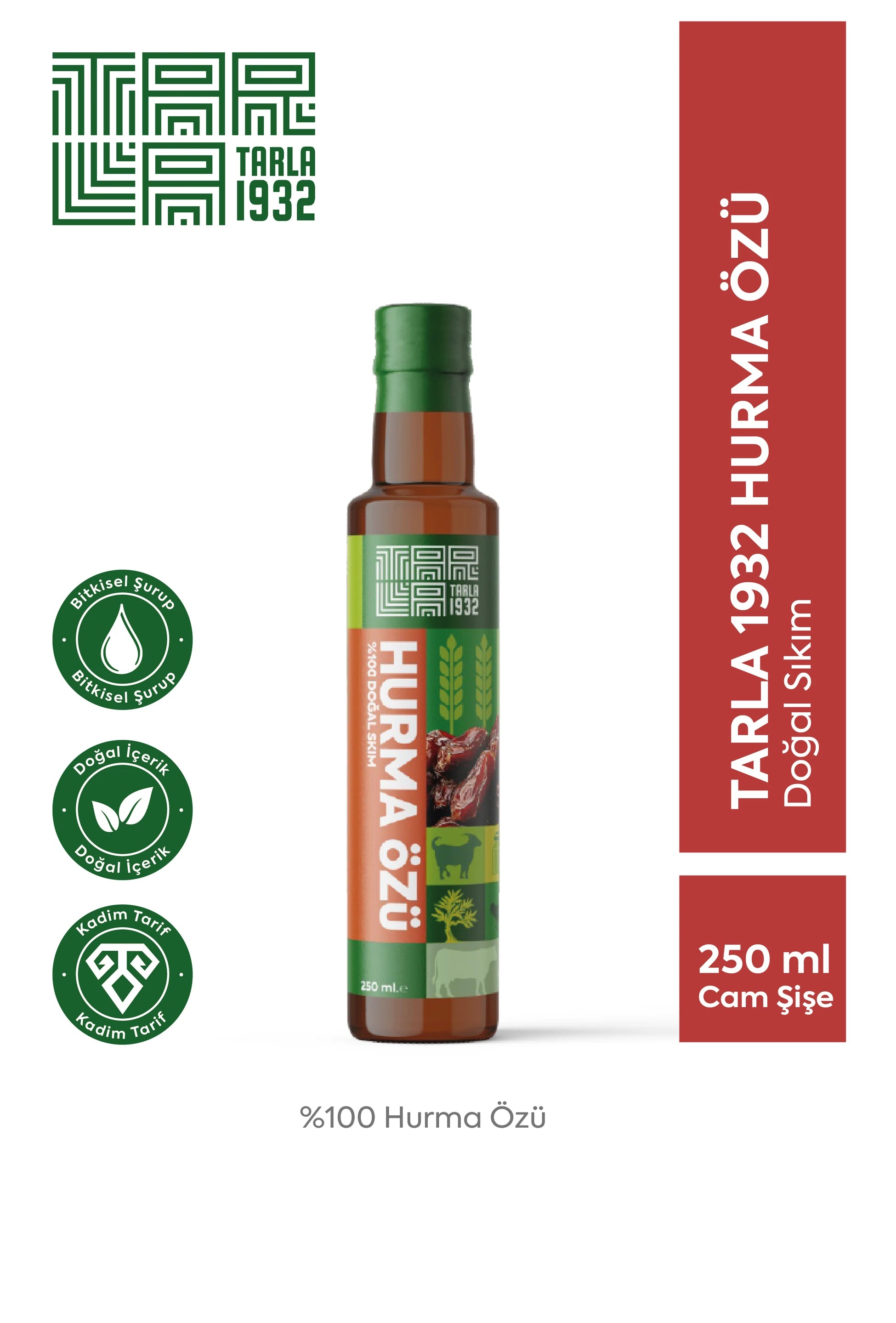 Tarla 1932 Hurma Özü | Soğuk Sıkım, Doğal & Katkısız | 250 ml