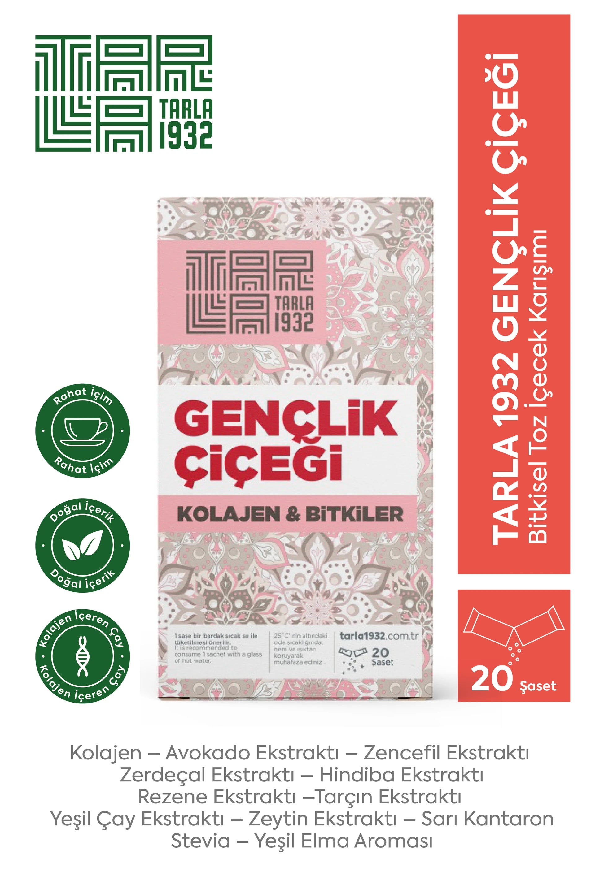 Tarla 1932 Gençlik Çiçeği - Kolajen Ve Bitkiler İçeren Benzersiz Formül / Sıfır Kimyasal