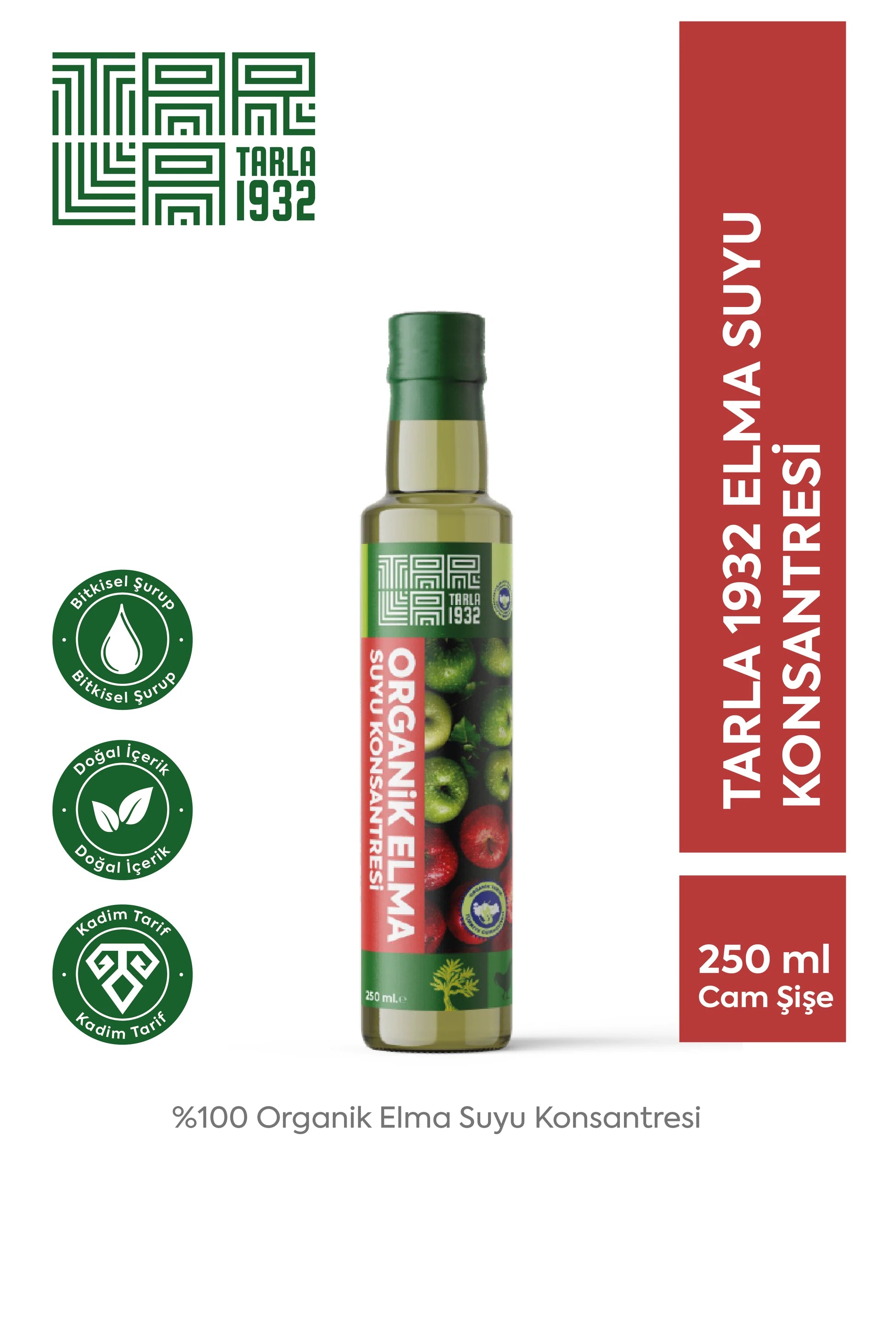 Tarla 1932 Organik Elma Suyu Konsantresi | Doğal & Katkısız | 250 ml