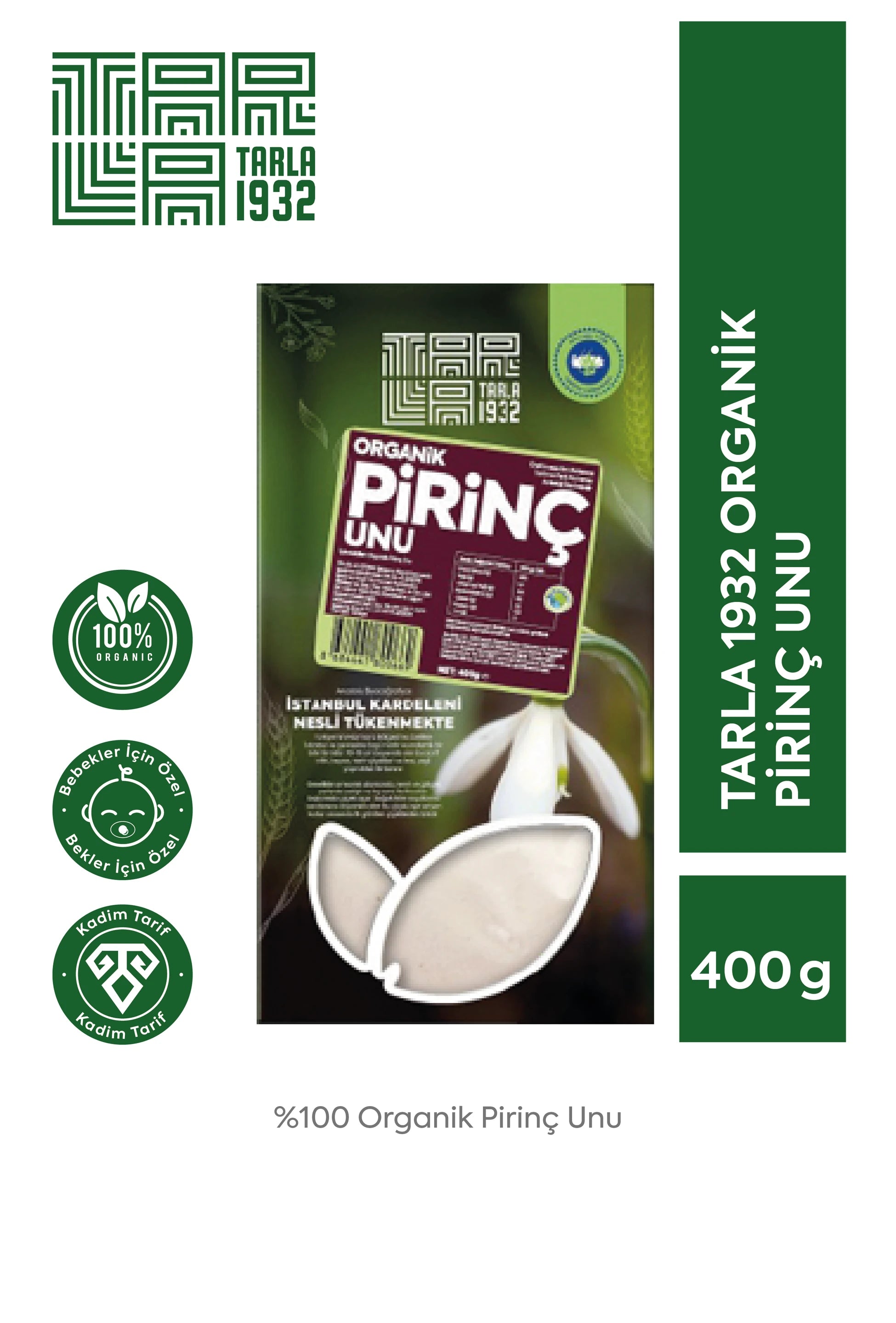 Tarla 1932 Organik Pirinç Unu | Katkısız & Doğal | 400 gr