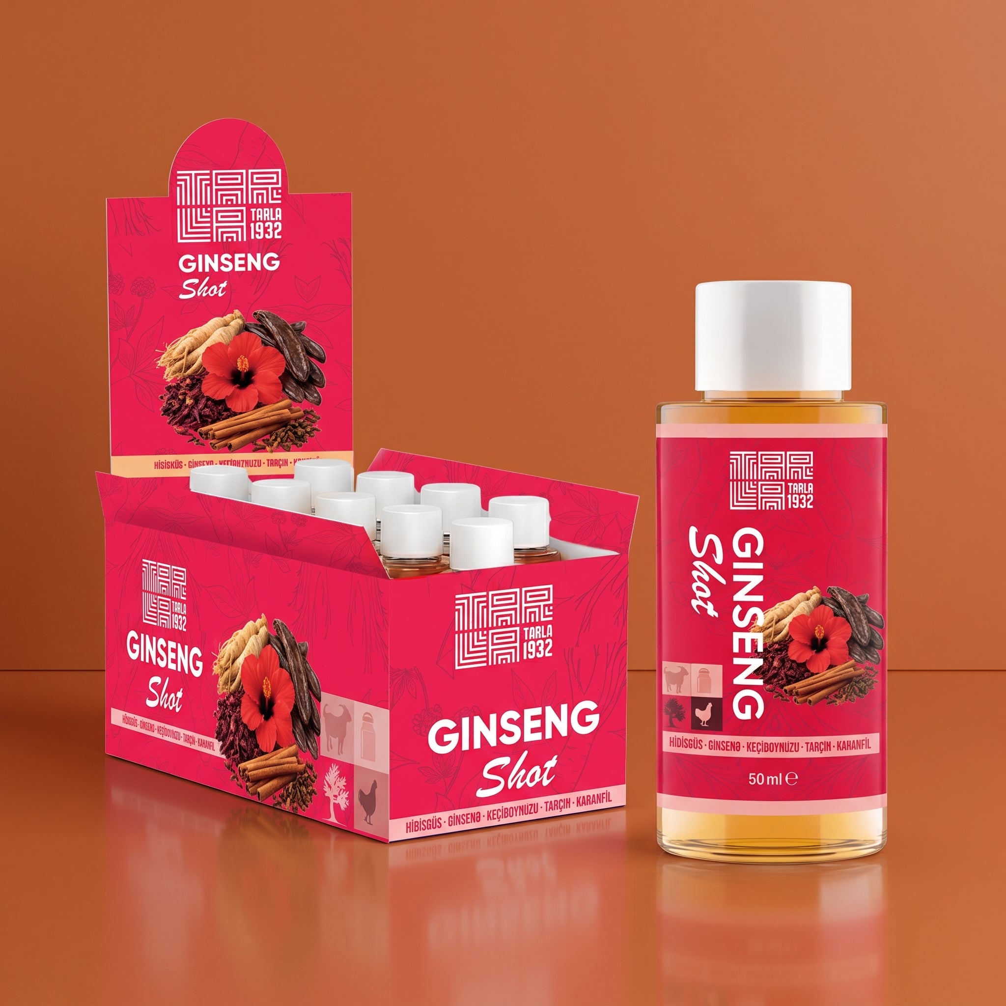 Ginseng Shot — Enerji & Canlılık — 10 × 50 ml kutusu